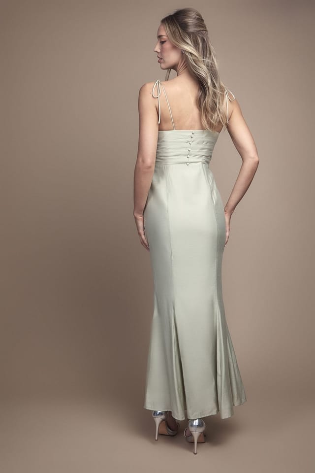 Coast Coast Women's Satin Strappy Cowl Neck Bridesmaid Dress in Sage - 3