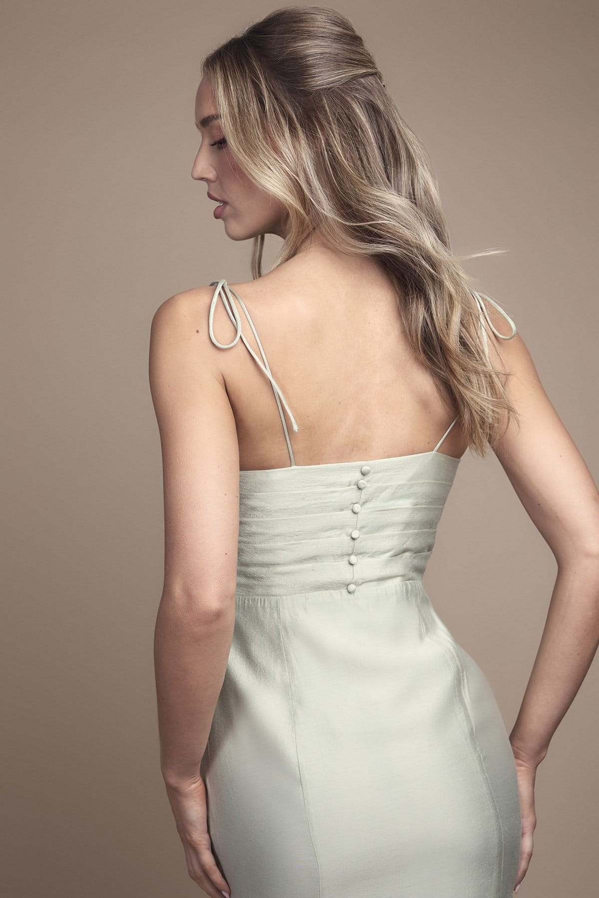 Coast Coast Women's Satin Strappy Cowl Neck Bridesmaid Dress in Sage - 4