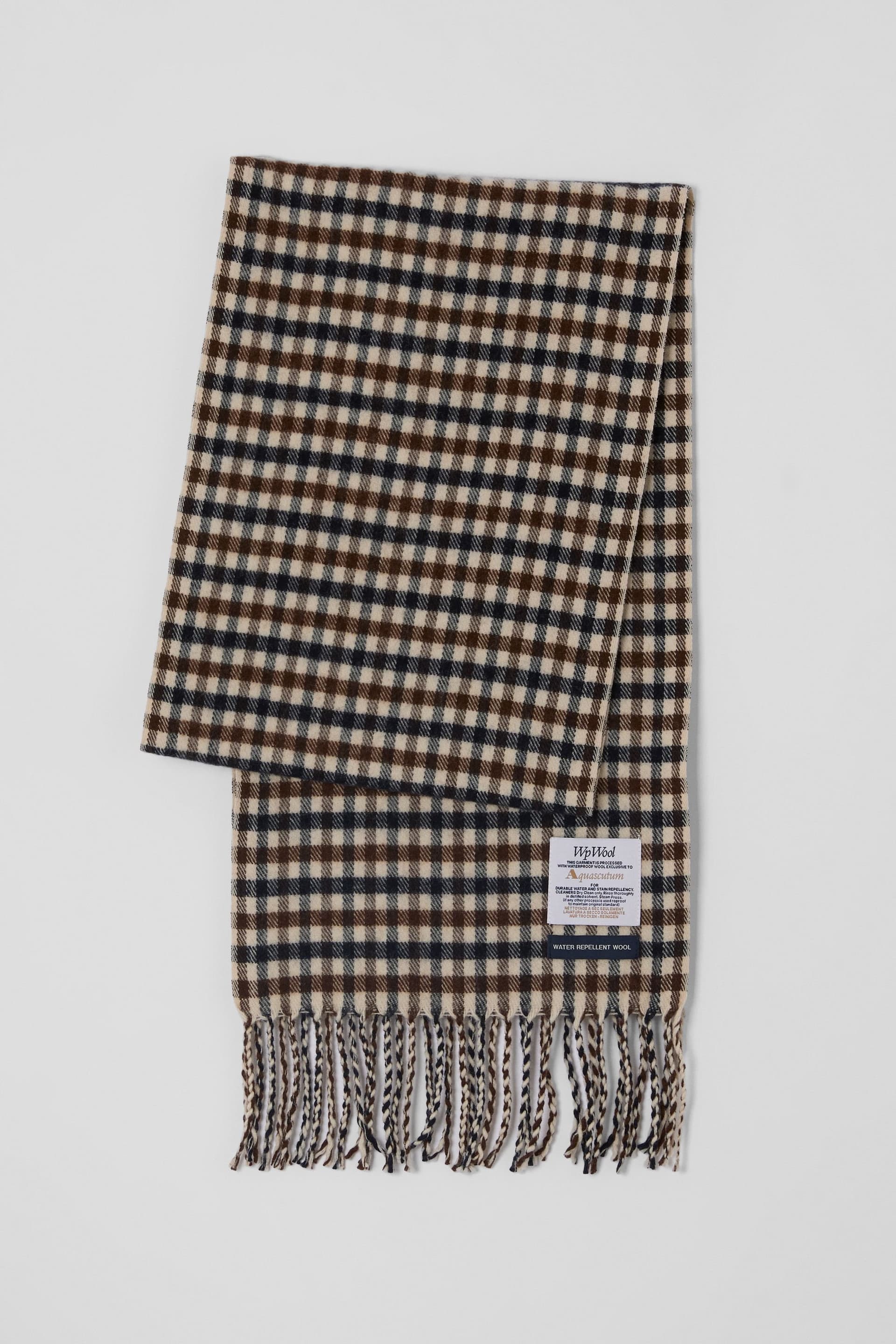 Aquascutum Aquascutum Men's Cotton Scarf Club Check in Tan