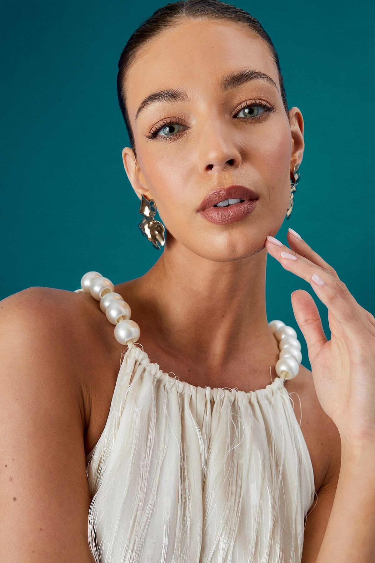 Coast Coast Women's Muse Feather Pearl Trim Volume Maxi Dress in Ivory - 4