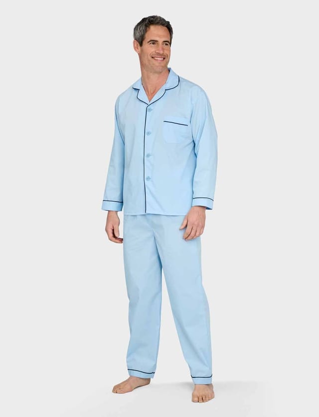 Tootal Tootal Men's Champion Plain Cotton-Blend Pyjamas in Blue - 2