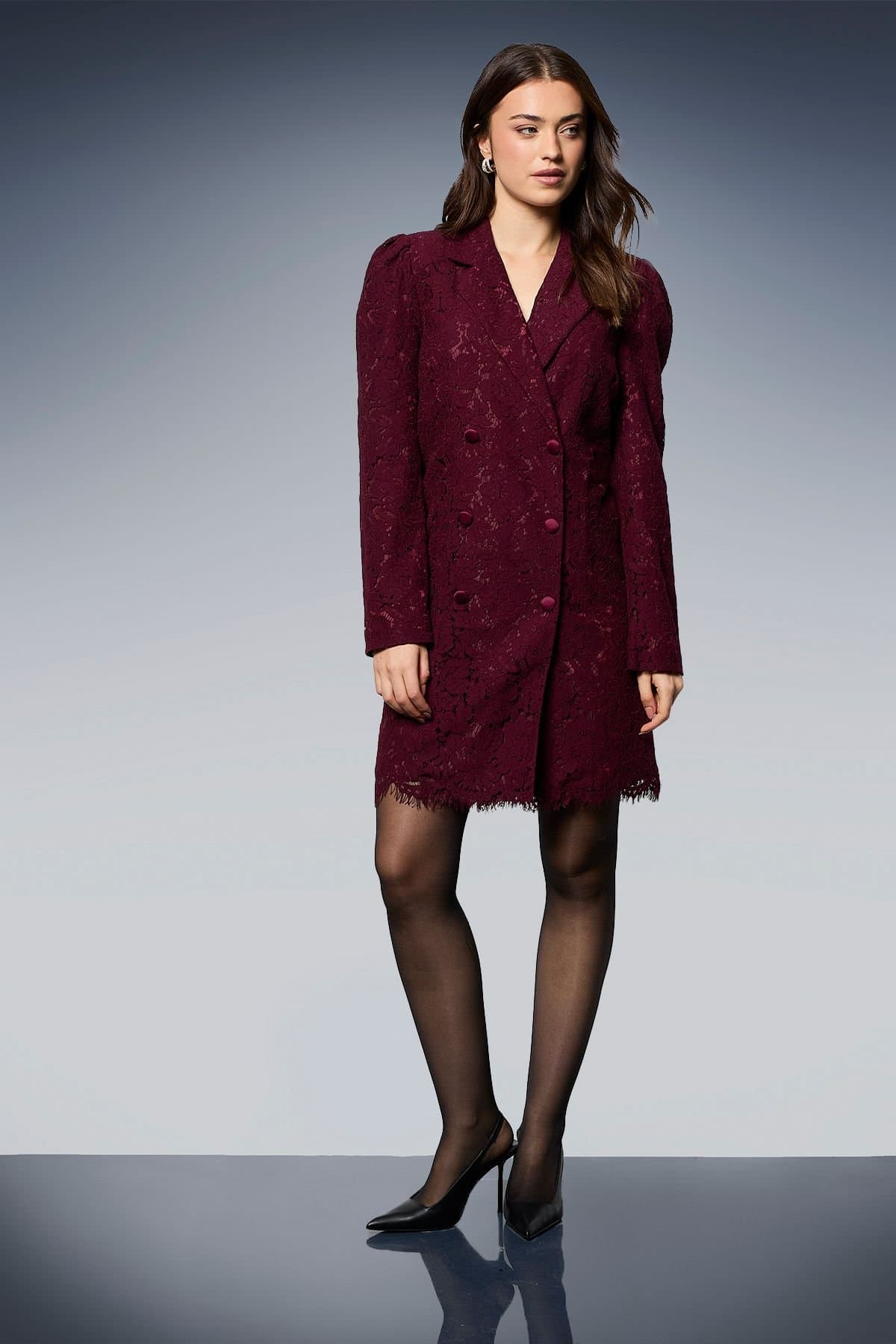 Dorothy Perkins Dorothy Perkins Women's Lace Blazer Dress in Berry
