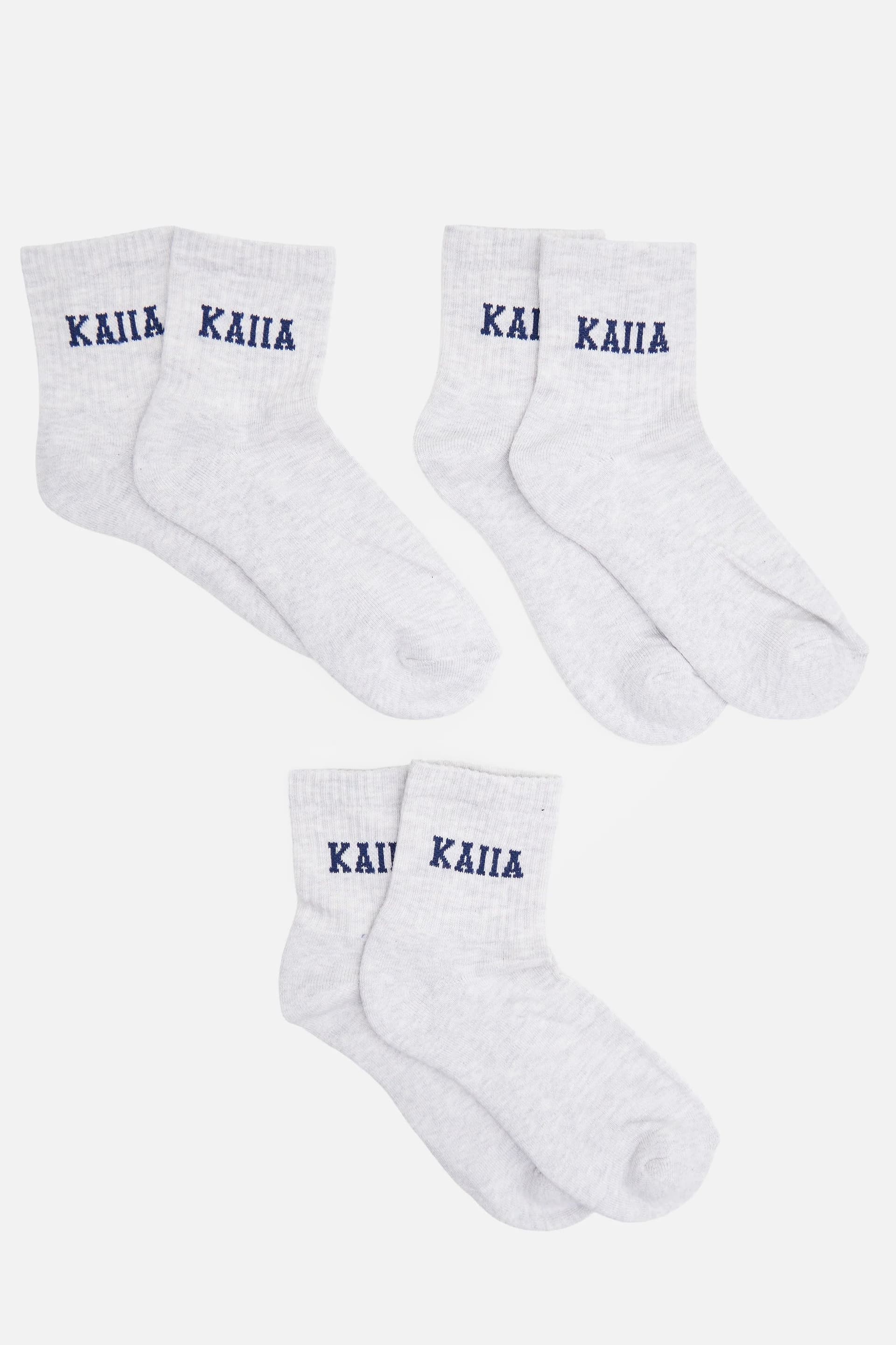 Kaiia Pack of Three Kaiia Logo Socks Navy