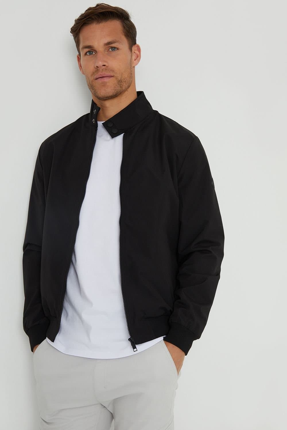 Threadbare Threadbare Men's 'Arnest' Showerproof Harrington Style Jacket in Black