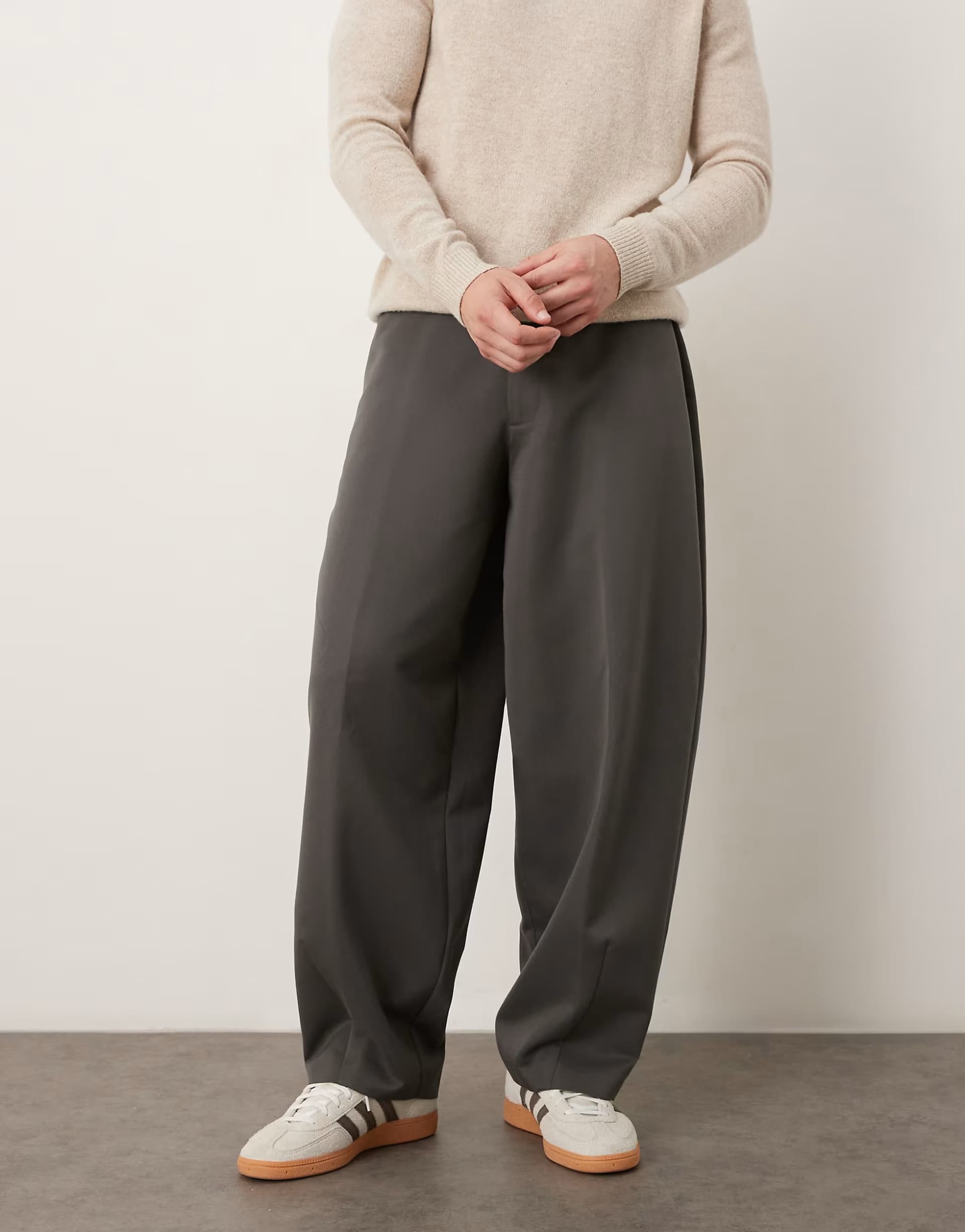 ASOS ASOS DESIGN smart wide barrel leg trousers in charcoal