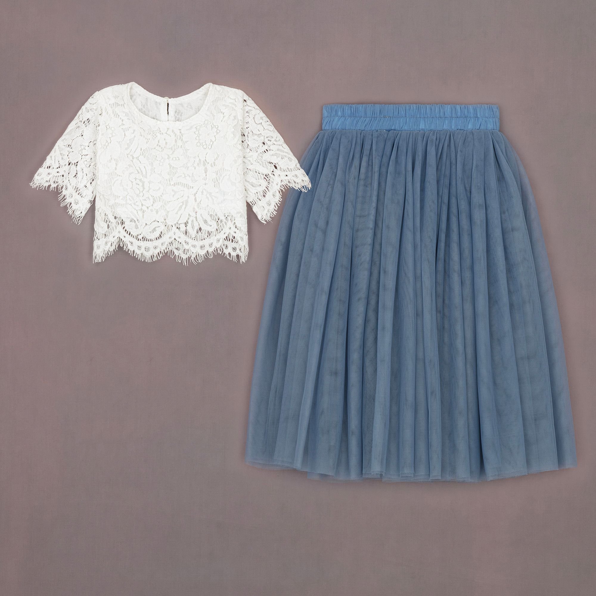 UK Flower Girl Boutique UK Flower Girl Boutique Women's Felicity Couture Flower Girl Set - Dusty Blue in Mid Blue - 2