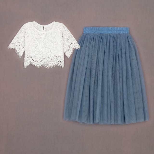 UK Flower Girl Boutique UK Flower Girl Boutique Women's Felicity Couture Flower Girl Set - Dusty Blue in Mid Blue - 2