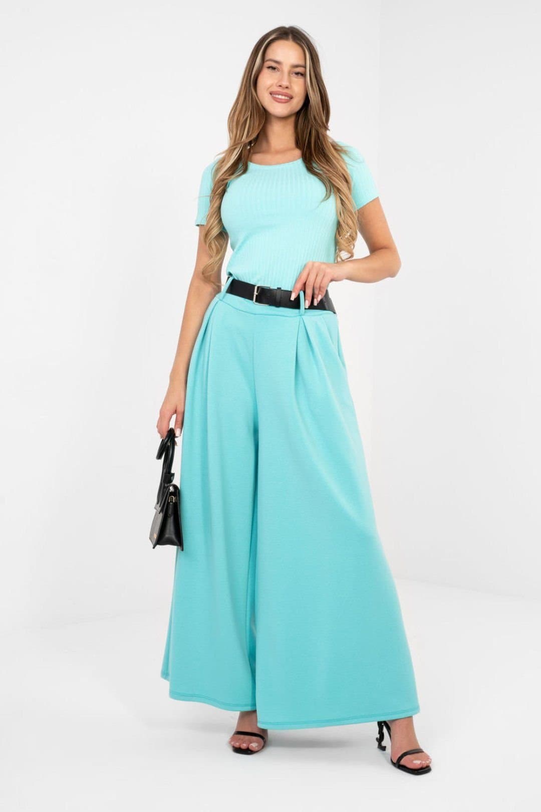 Love Lace Love Lace Women's Elegant Palazzo Sweatpants Tracksuit Trousers in Turquoise