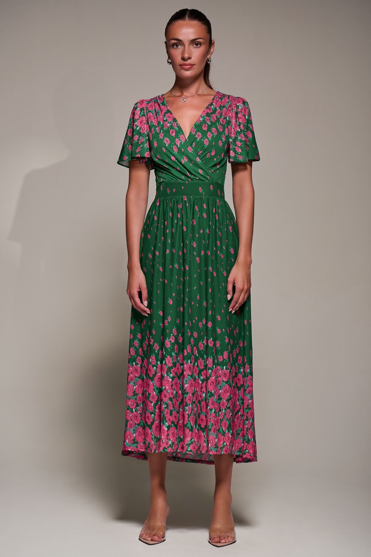 Jolie Moi Jolie Moi Women's Mirrored Mesh Short Sleeve Midaxi Dress - 3