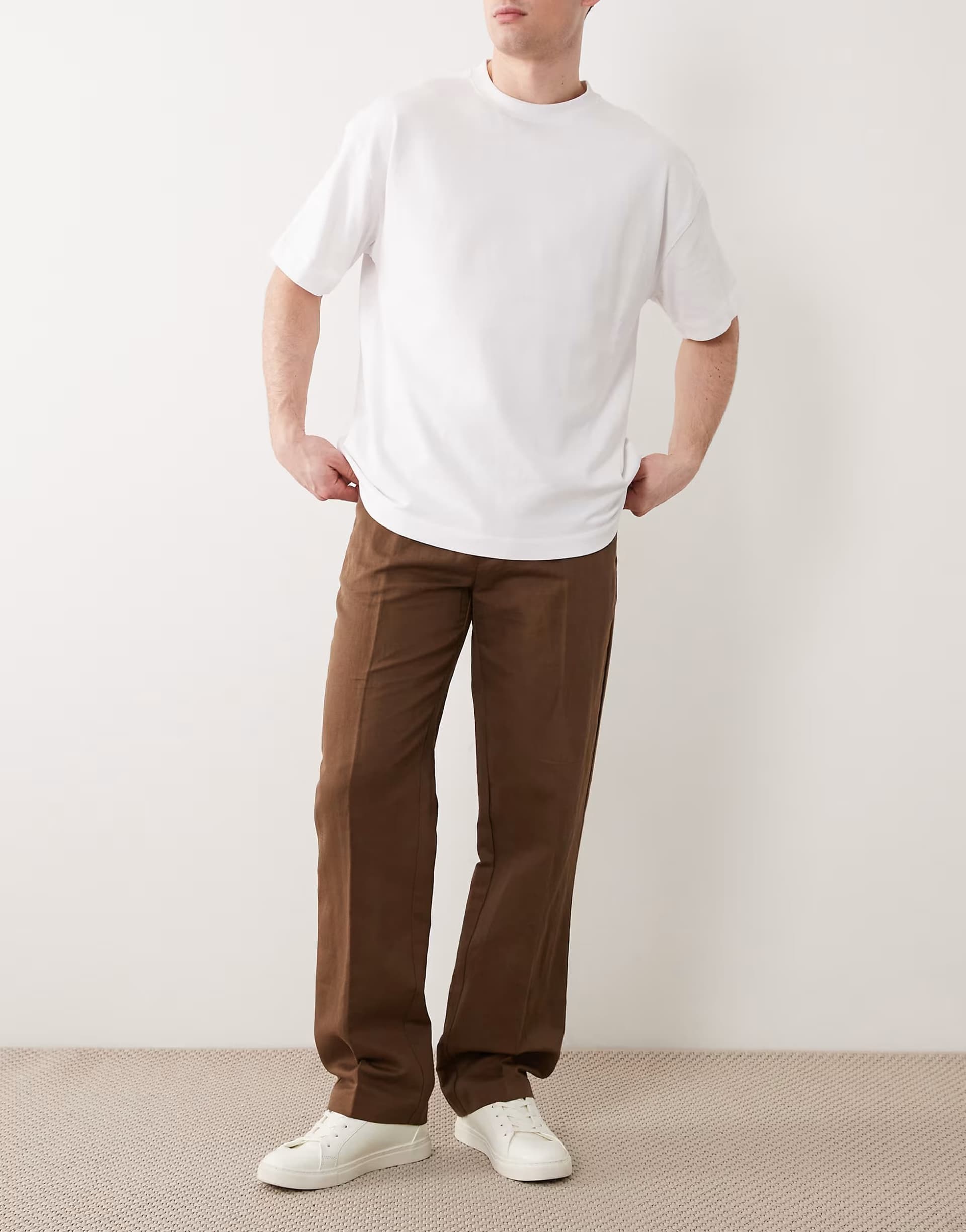 ASOS ASOS Dark Brown Linen Trousers