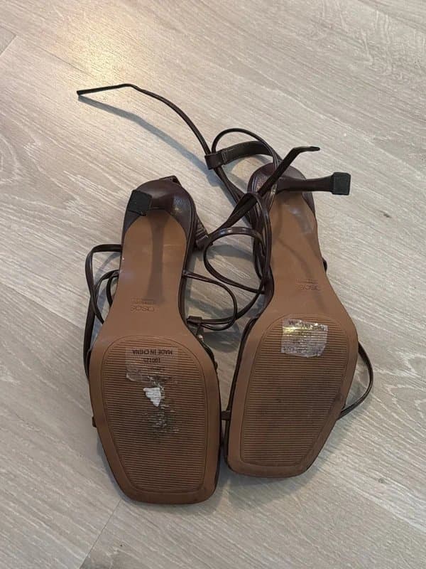 ASOS Design Asos Design Embellished Lace-Up Sandals – Chocolate Brown