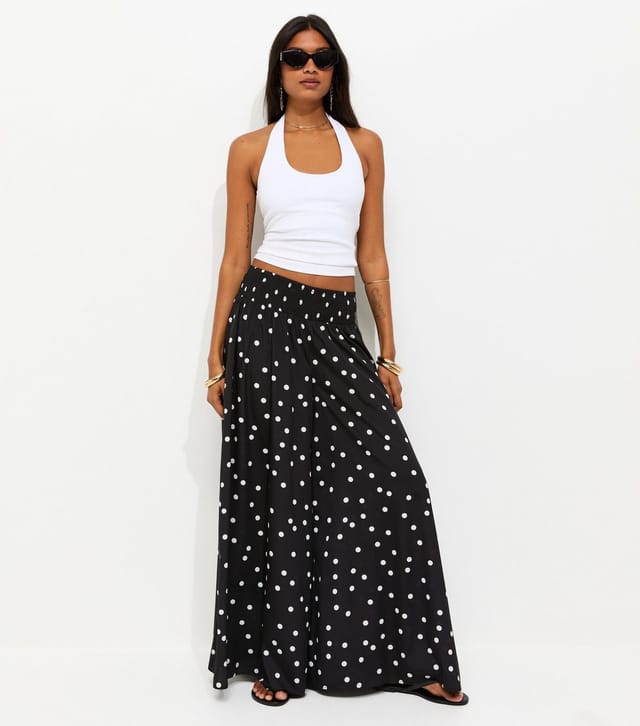 New Look Women's Black Crepe Spot Print Palazzo Trousers New Look - 2