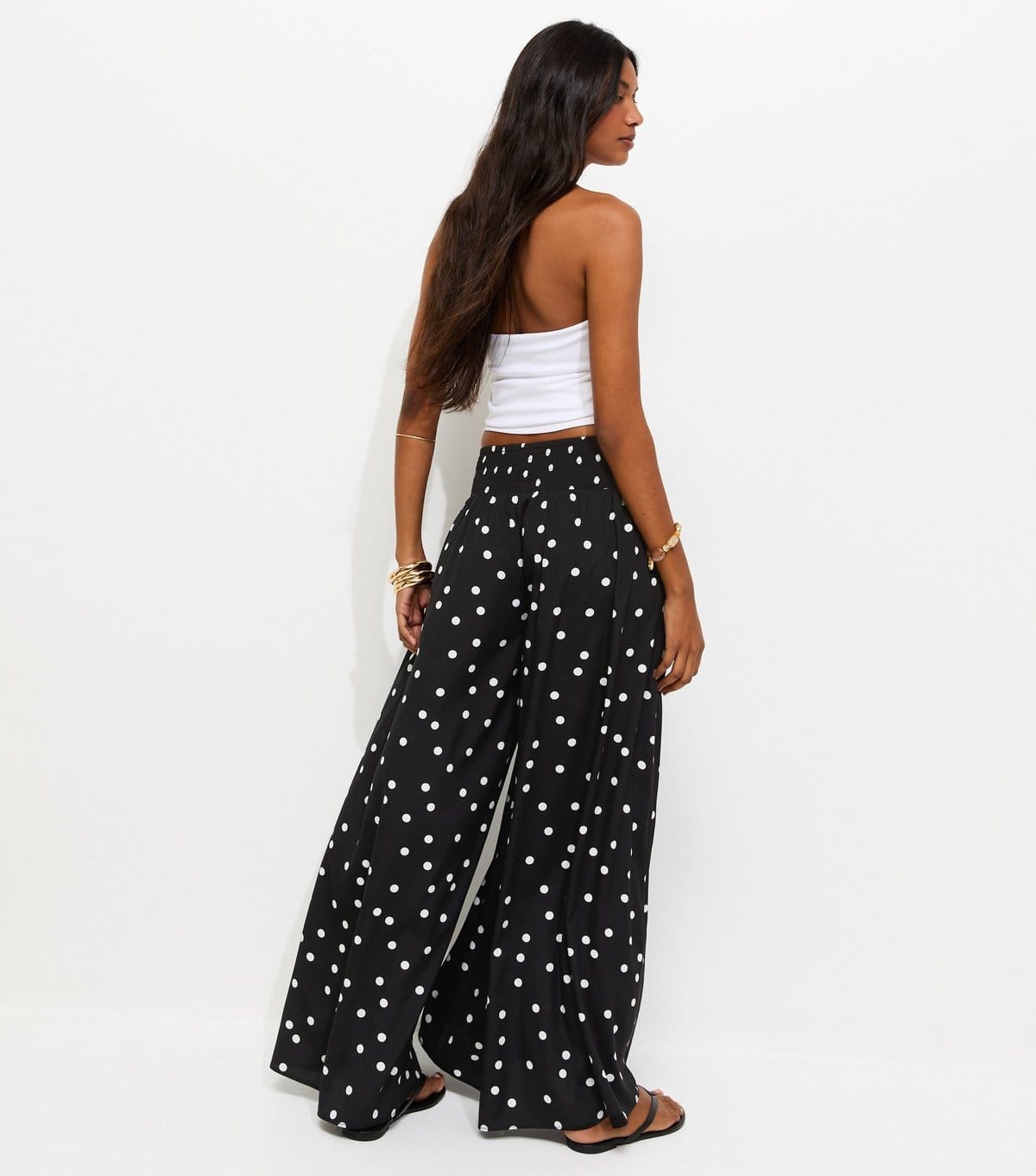 New Look Women's Black Crepe Spot Print Palazzo Trousers New Look - 4