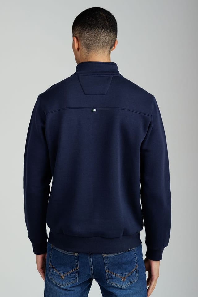 Santa Barbara Polo & Racquet Club Santa Barbara Polo & Racquet Club Men's 1/4 Zip Cotton Rich Funnel Neck Sweatshirt in Navy - 2