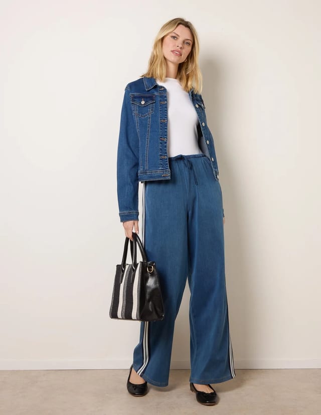 Blue Vanilla Stripe Trousers With Elasticated Waist - 2