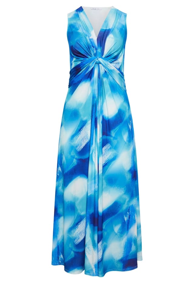 Yours Yours Women's Abstract Knot Detail Dress in Bright Blue - 2