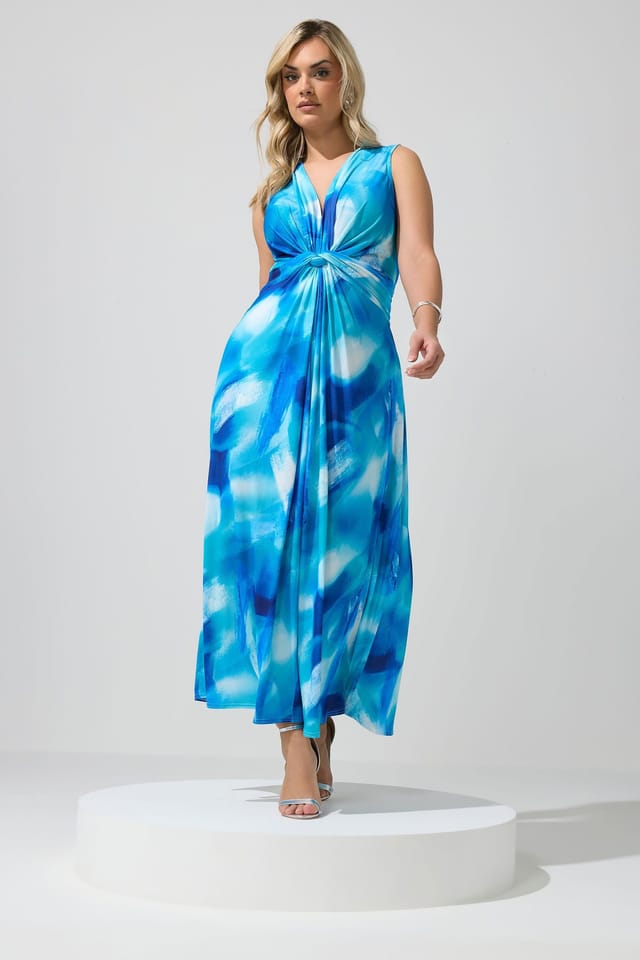 Yours Yours Women's Abstract Knot Detail Dress in Bright Blue - 3