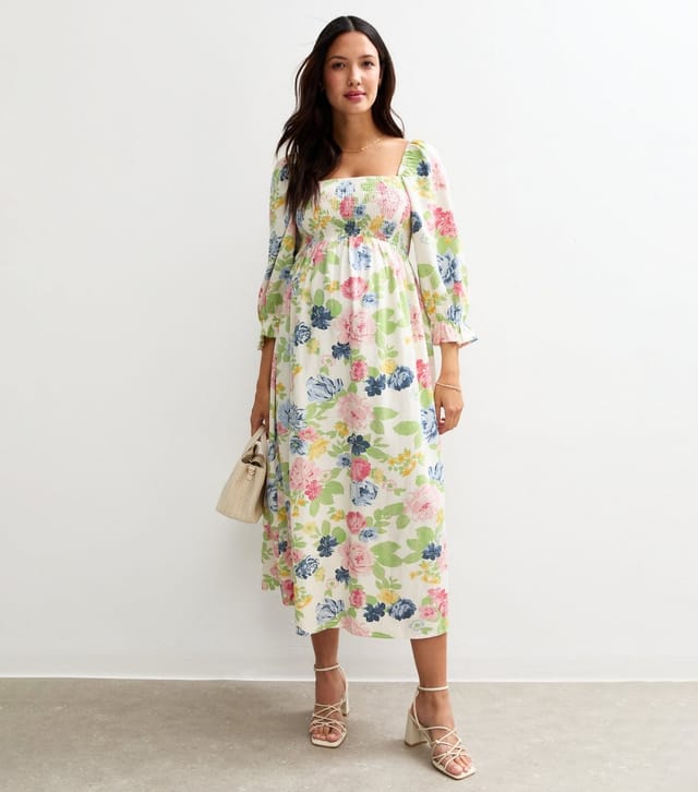 New Look Women's Maternity Cream Floral Print Midi Dress New Look - 3