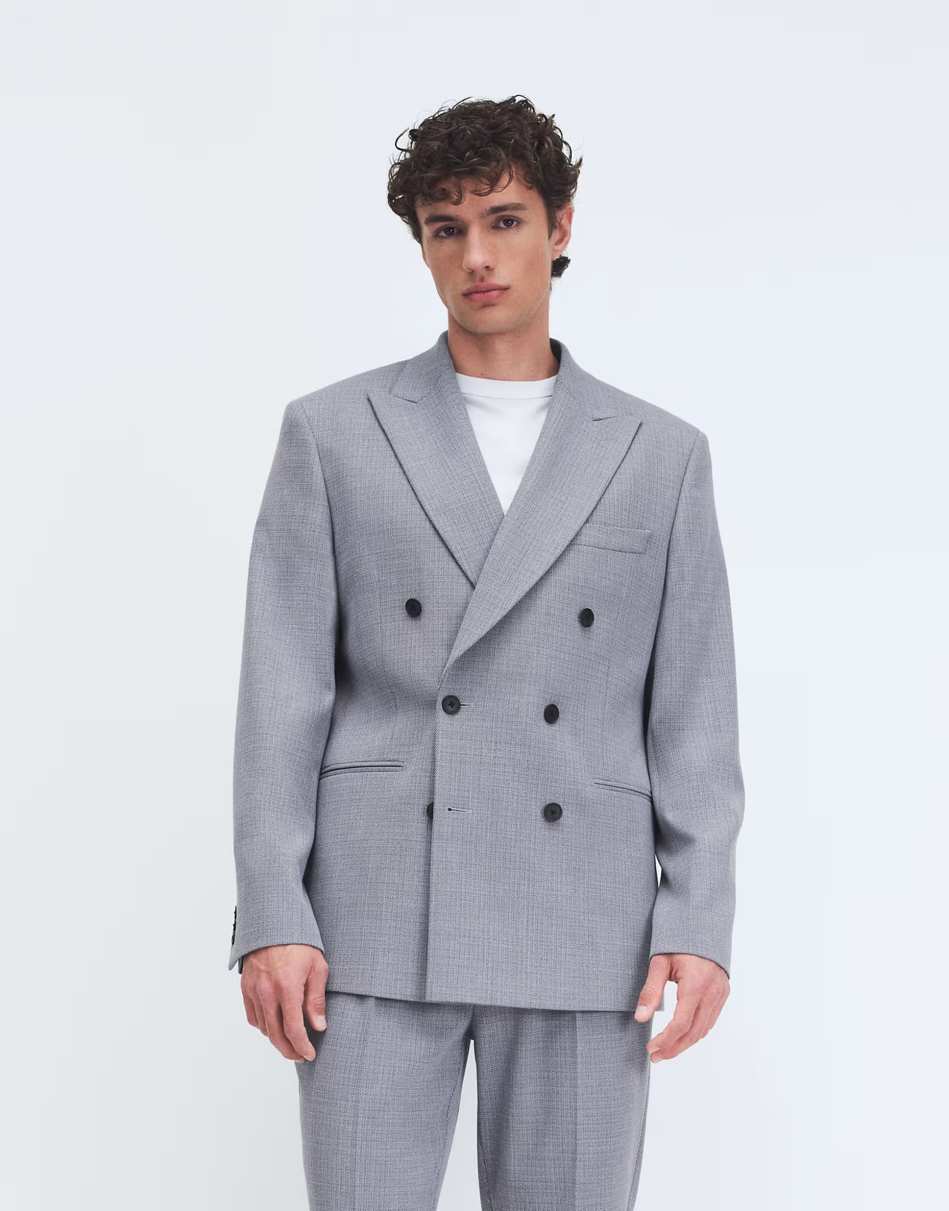 ASOS ASOS DESIGN Light Blue Wool Blend Tweed Regular Suit Jacket