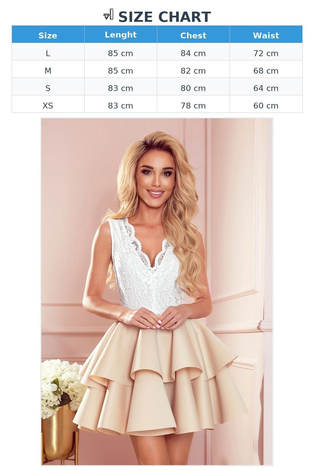 Love Lace Love Lace Women's Two Tone Lace Neck Evening Dress in Beige - 4