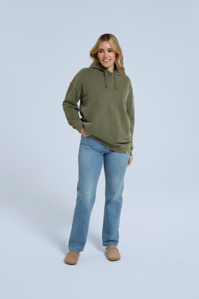 Animal Animal Women's 'Amber' Stylish Cotton Hoodie Soft Relaxed Fit Lightweight Sweatshirt in Khaki - 2