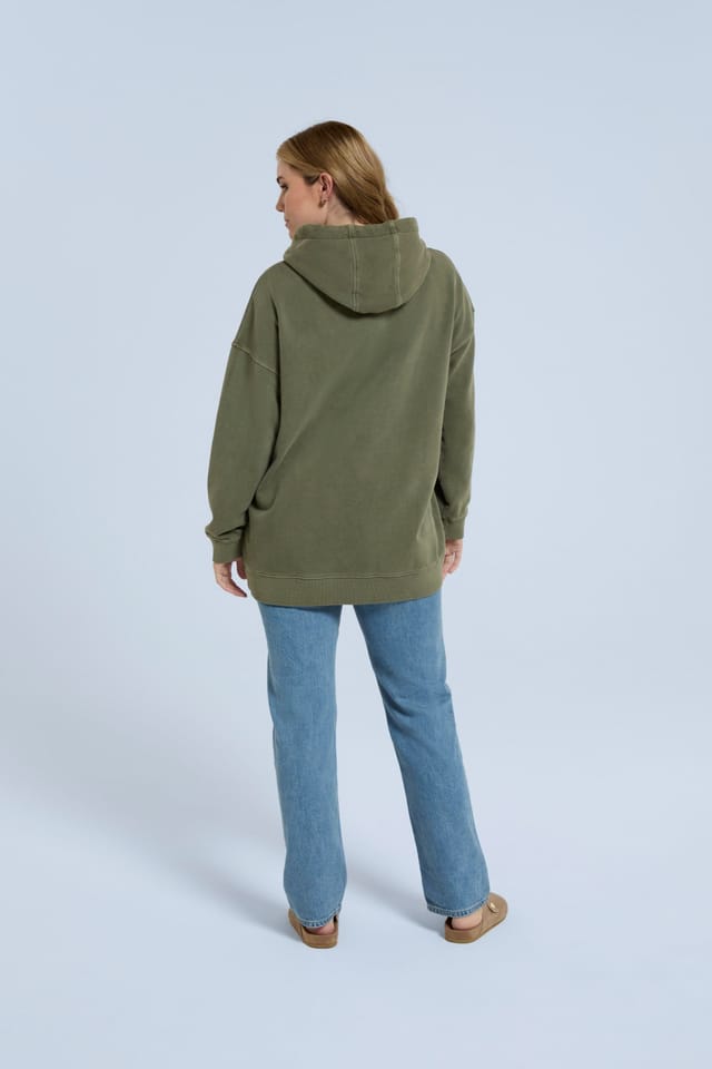 Animal Animal Women's 'Amber' Stylish Cotton Hoodie Soft Relaxed Fit Lightweight Sweatshirt in Khaki - 3
