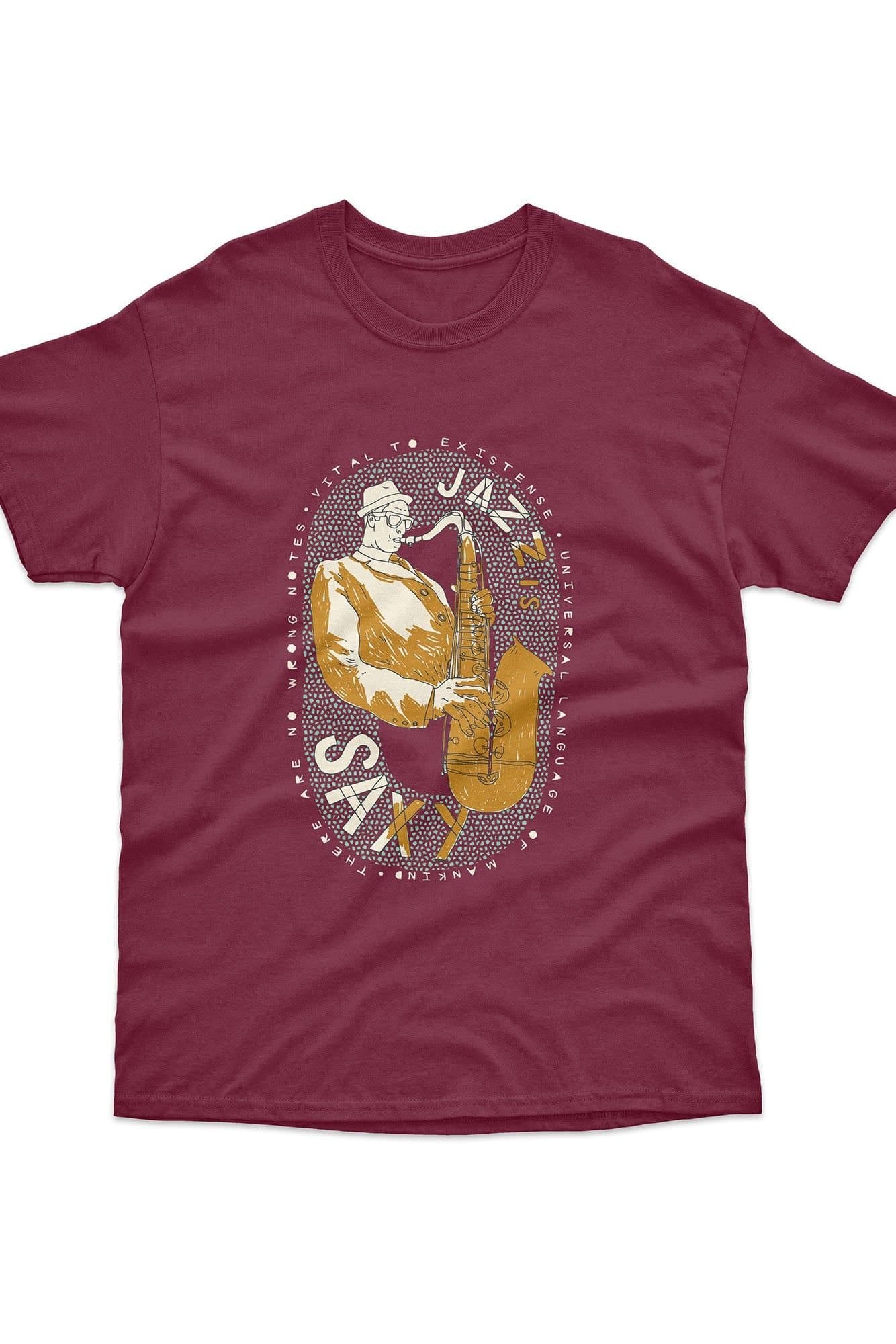 Bad Zebedee Bad Zebedee Men's Jazz Is Saxy T-Shirt in Burgundy