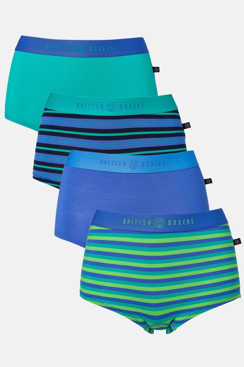 British Boxers British Boxers Women's Pack of Four "Perfect Day" Hipster Boxer Briefs - 4