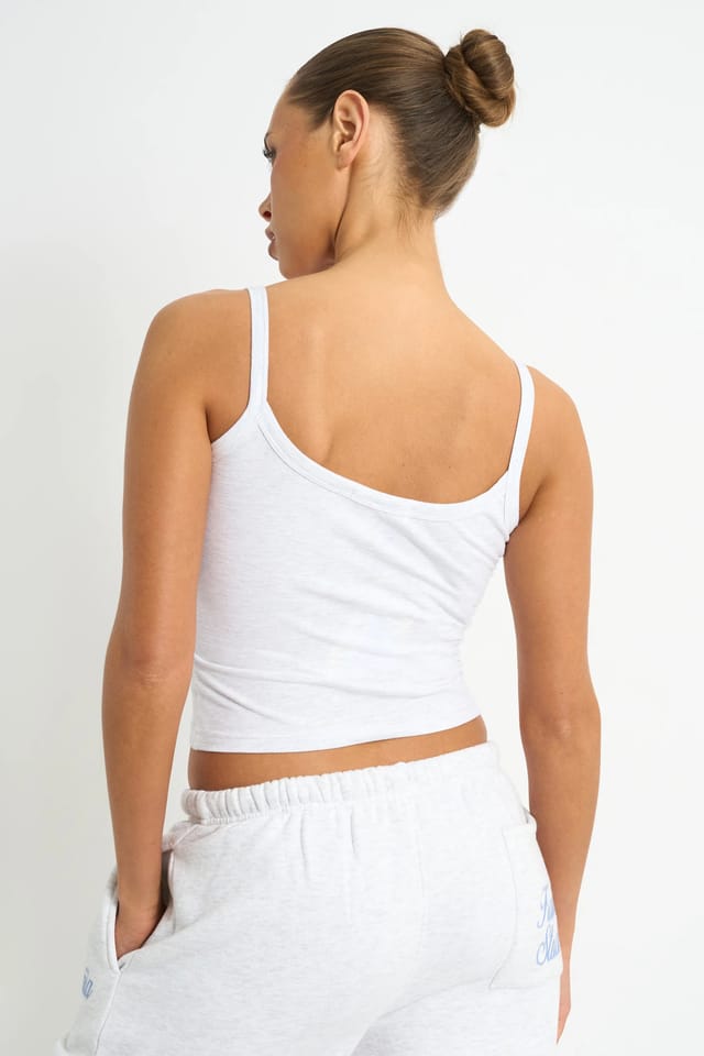 Kaiia Kaiia Script Logo Cami Top Light Grey Marl & Vintage Blue - 2