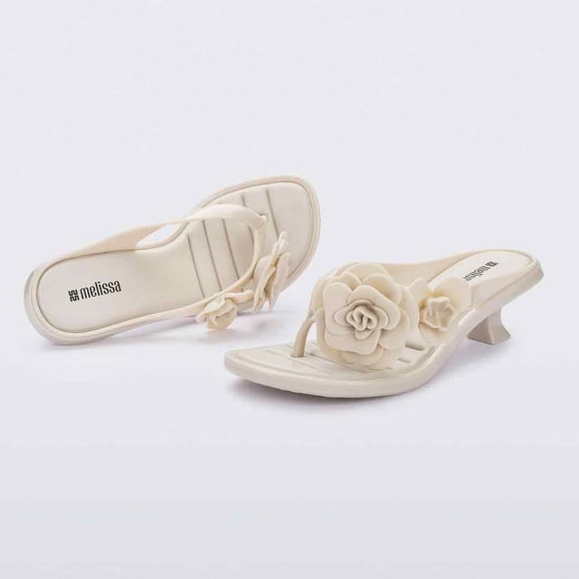 Melissa Shoes Melissa Shoes Women's Thong Kitten Heel Petals in Beige - 3
