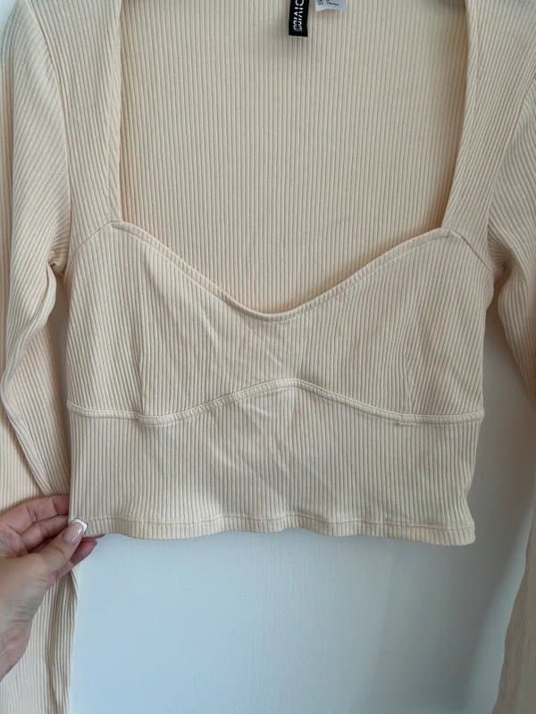 ASOS ASOS cream long sleeve crop top