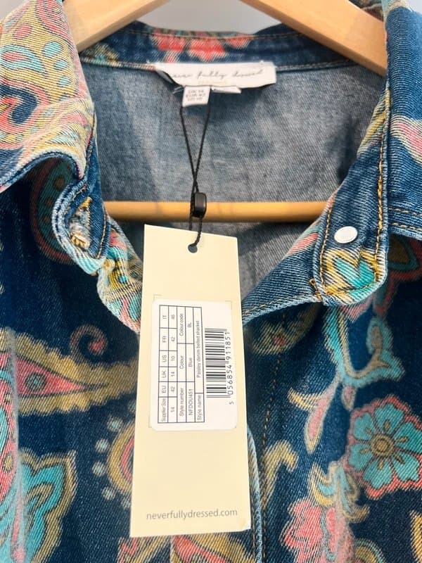 Never Fully Dressed Never Fully Dressed paisley denim belted shacket size 14 BNWT