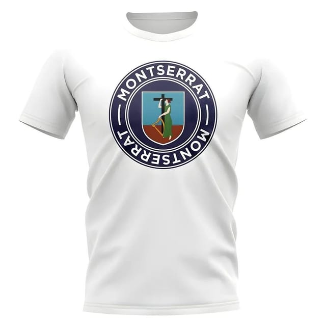 Montserrat Montserrat Men's Mens Football Badge T-Shirt in White - 2