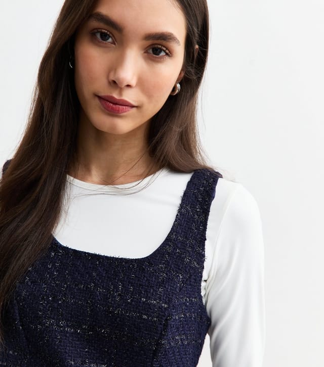 New Look Women's Blue Bouclé Pinafore Dress New Look - 3