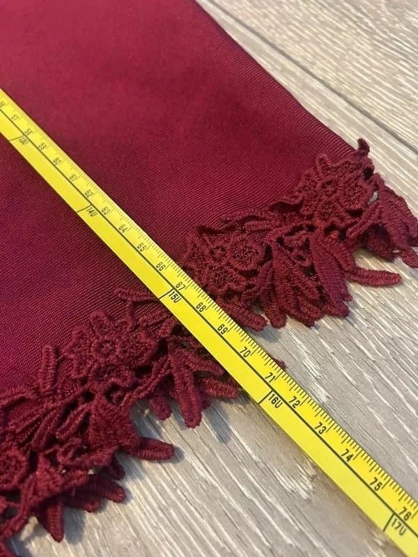 In The Style In the style wine red crochet lace trim bodycon Bardot bandeau dress