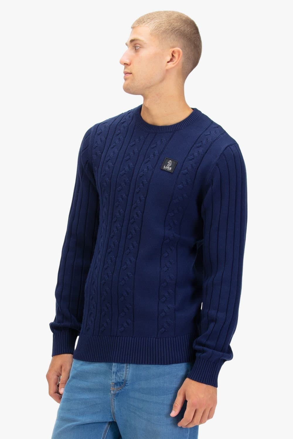 Luke 1977 Luke 1977 Men's Mitcham Cable Knit Jumper in Navy