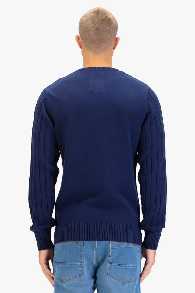 Luke 1977 Luke 1977 Men's Mitcham Cable Knit Jumper in Navy - 2