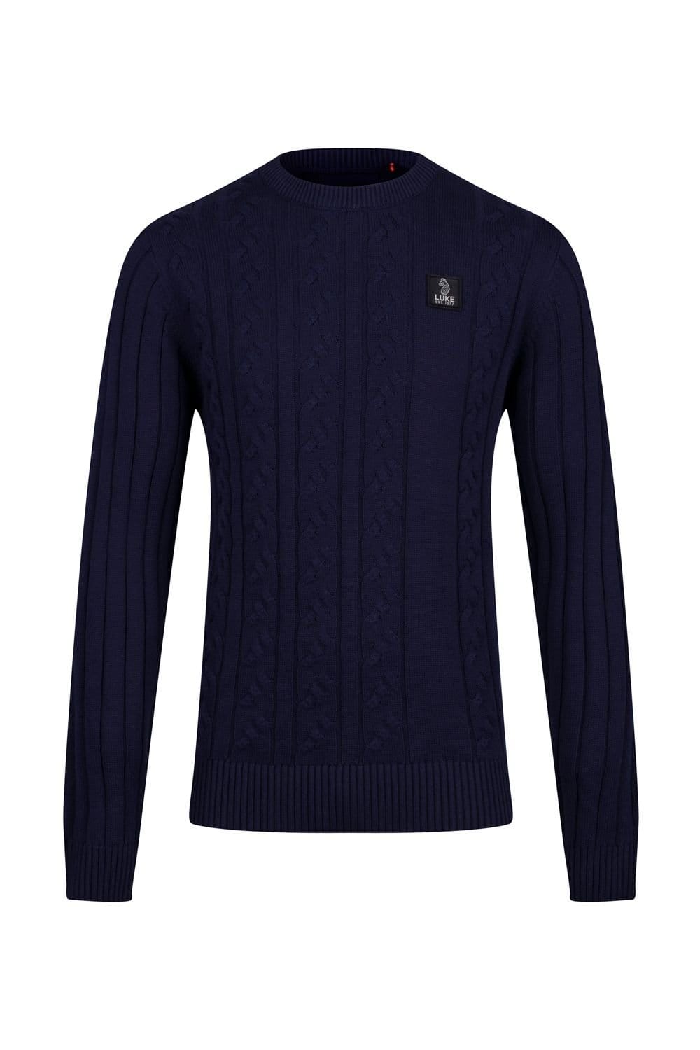 Luke 1977 Luke 1977 Men's Mitcham Cable Knit Jumper in Navy - 4