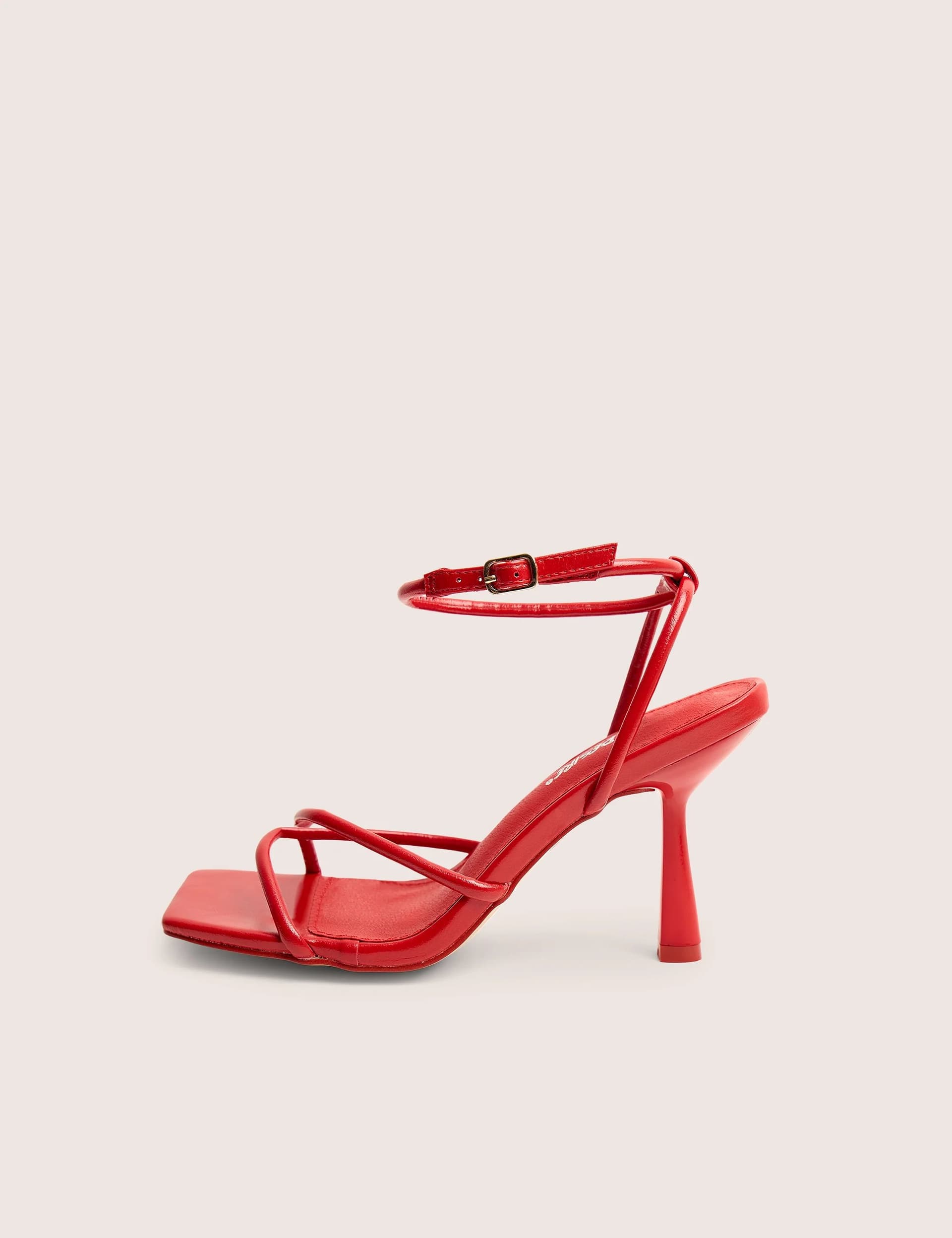 Public Desire Public Desire Red Patent Barely There Square Toe Mid Stiletto
