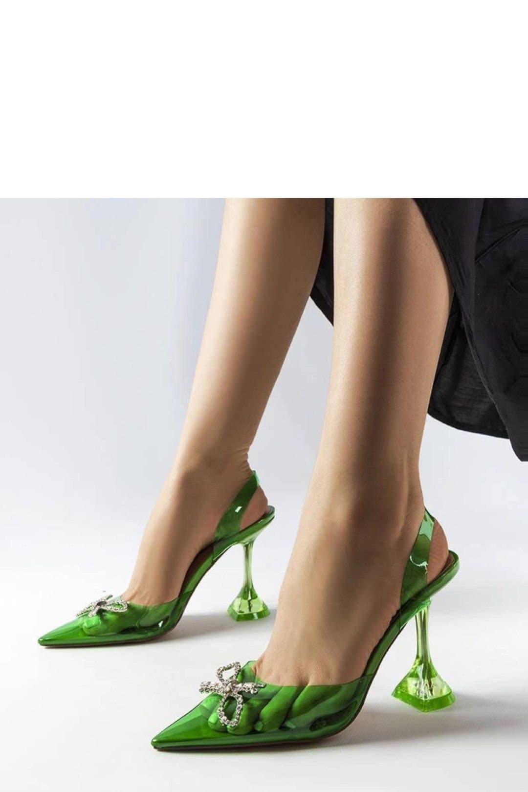 Love Lace Love Lace Women's Summer Transparent Slip On High Heel Pumps with Elevated Heel in Green