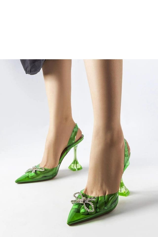 Love Lace Love Lace Women's Summer Transparent Slip On High Heel Pumps with Elevated Heel in Green - 2