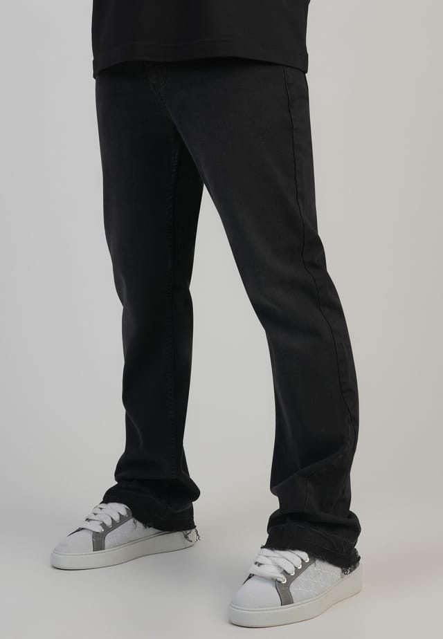 SikSilk SikSilk Men's Flare Fit Jeans in Black - 2