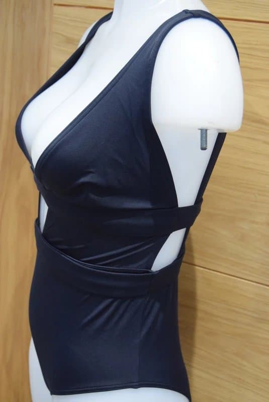 ASOS ASOS Waist Strap Detail Black Swimsuit Black  Size UK 6   k19