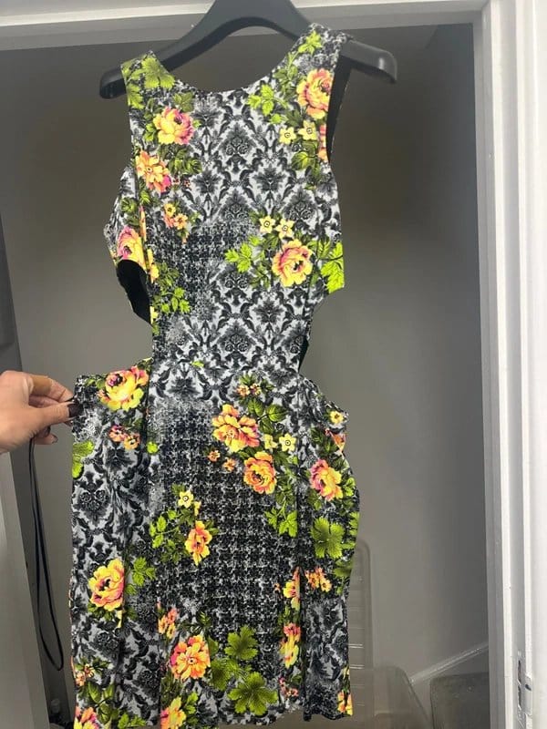 Topshop Multi-Colour Floral Print Halter Neckline Dress