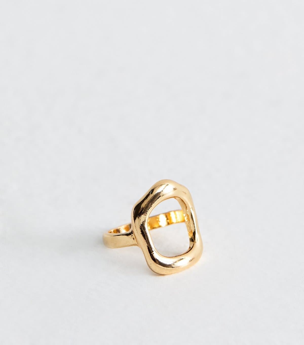 New Look Gold Tone Sculptural Square Face Ring New Look