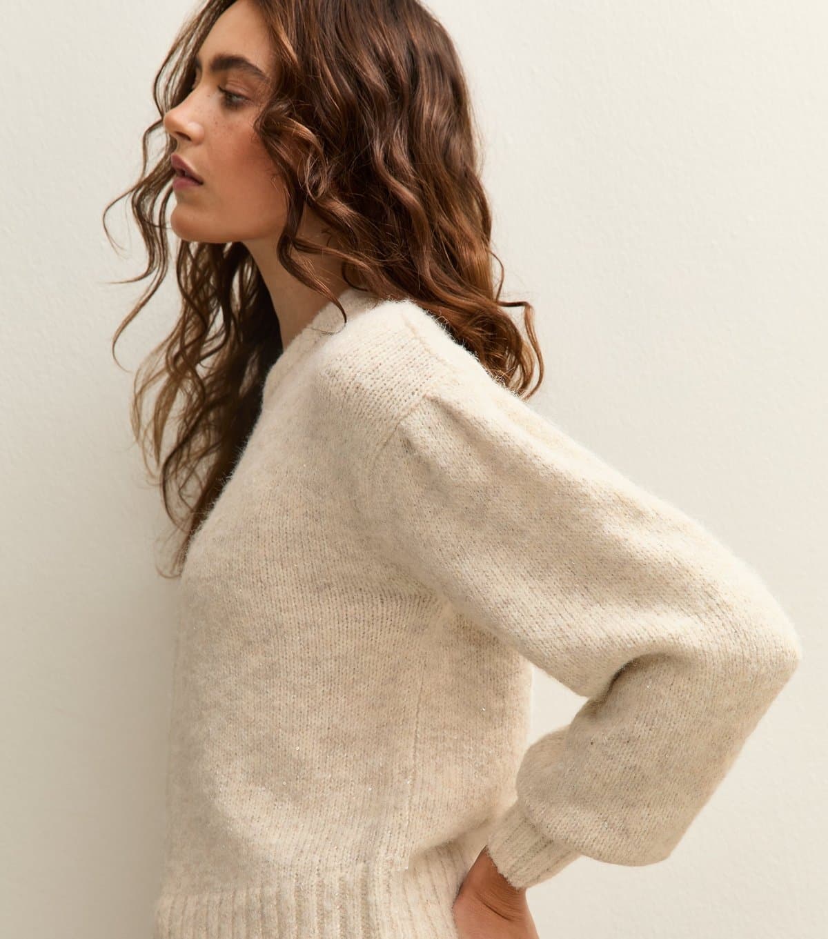 New Look Women's Cream Drop Shoulder  Puff Sleeve Jumper New Look