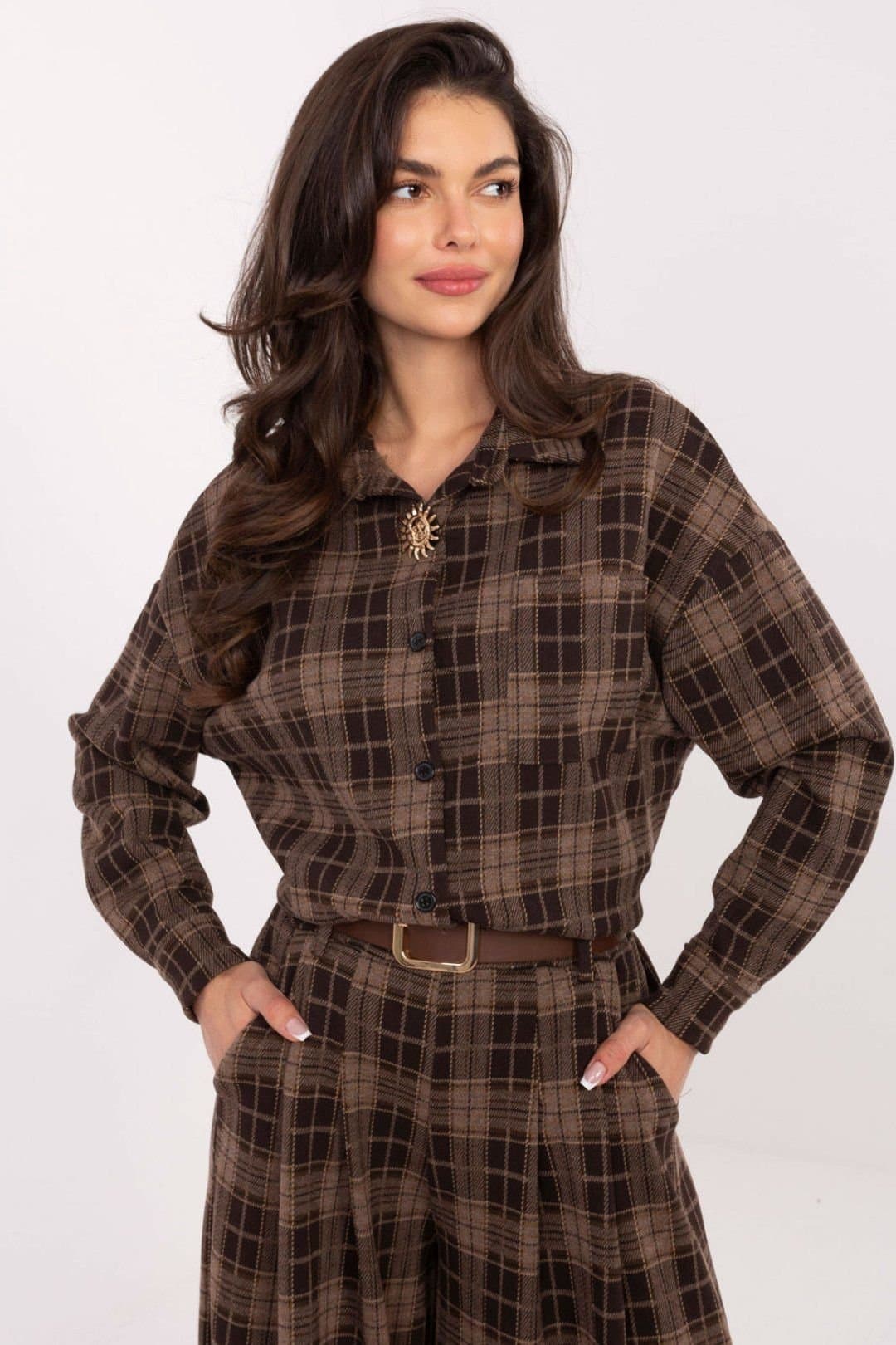Love Lace Love Lace Brown Checkered Flannel Shirt