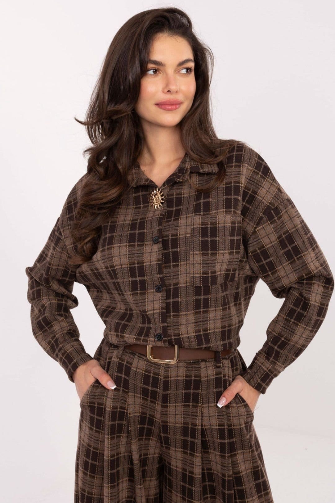 Love Lace Brown Checkered Flannel Shirt