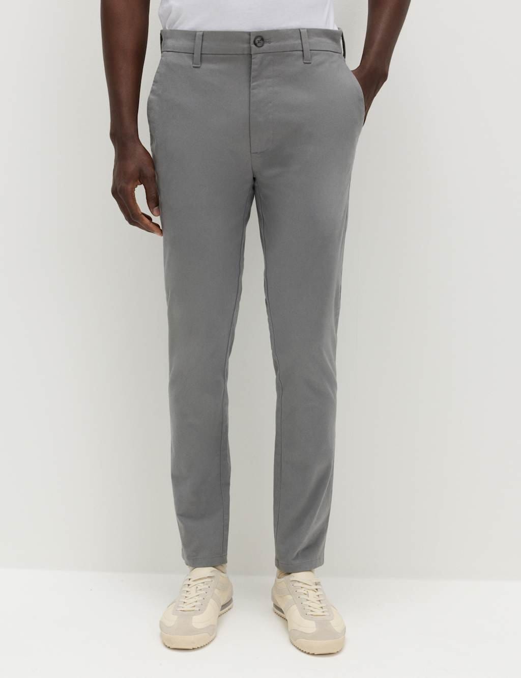 M&S Ash Grey Skinny Fit Stretch Chinos