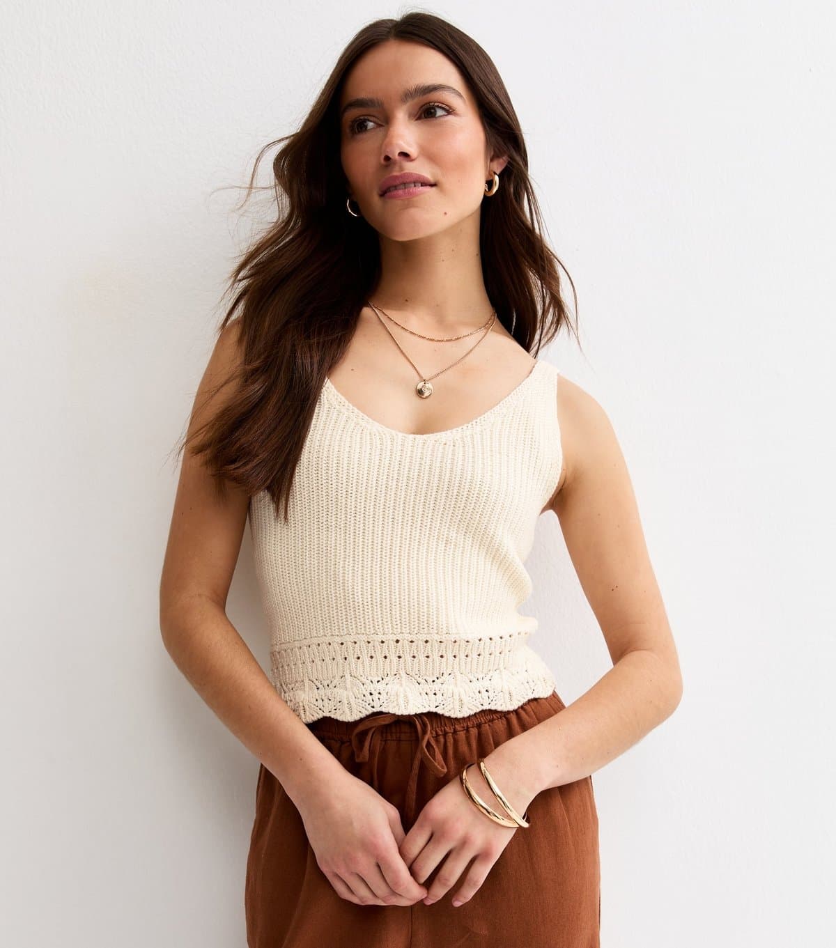 New Look New Look Cream Cotton Rich Vest Top